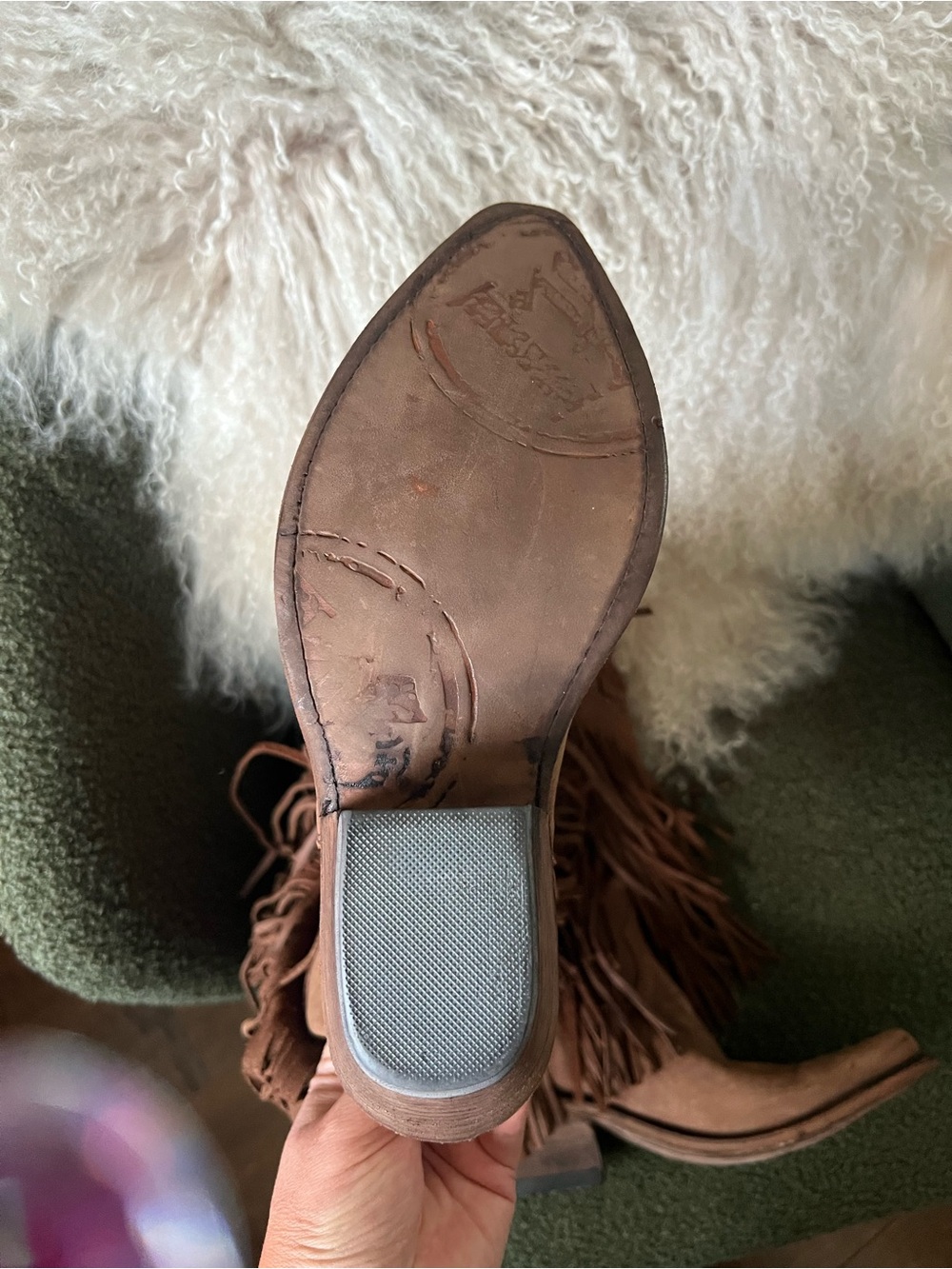 LIBERTY Black Brown Fringe Leather Ankle Boots - Picture 3 of 3